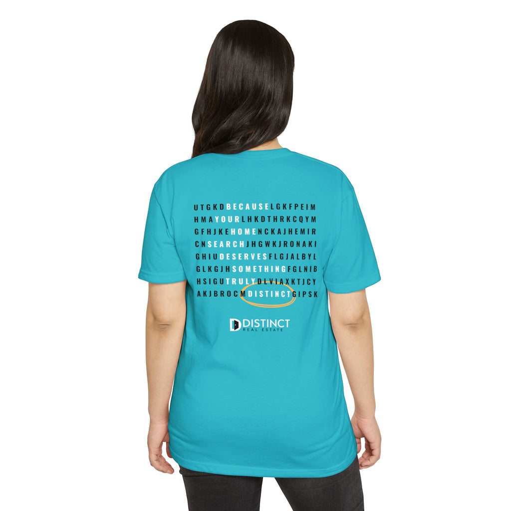Unisex Jersey T-shirt Tahitian Blue with Word Search