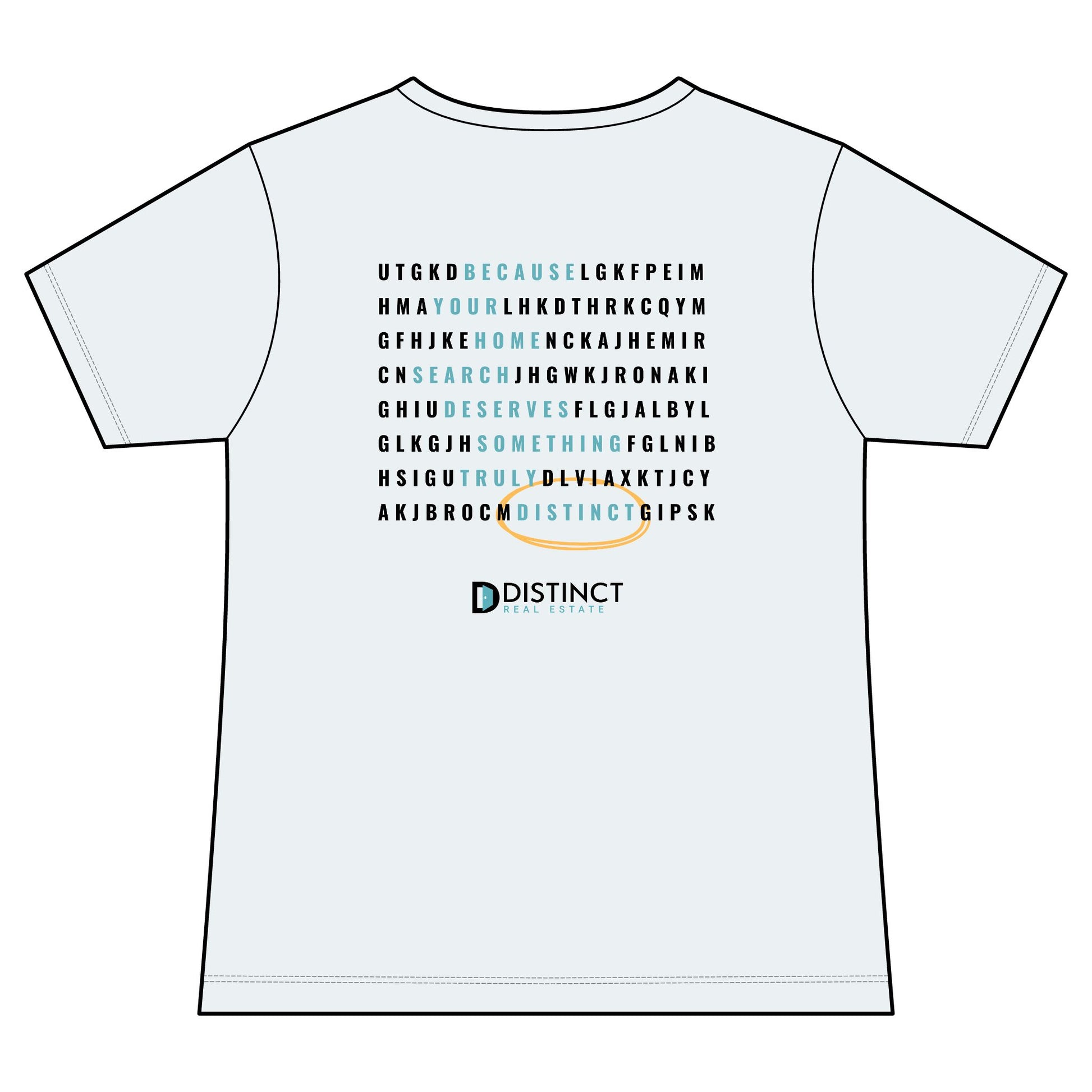 Women's V-Neck White Tee with Word Search