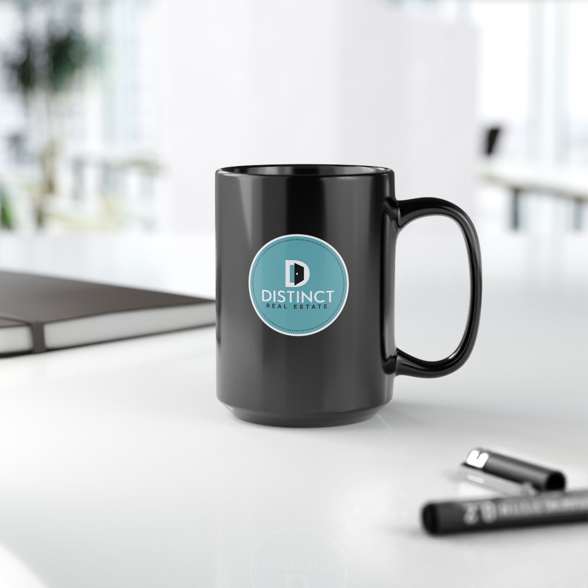Distinct Black Mug with Circle Logo (11oz, 15oz)