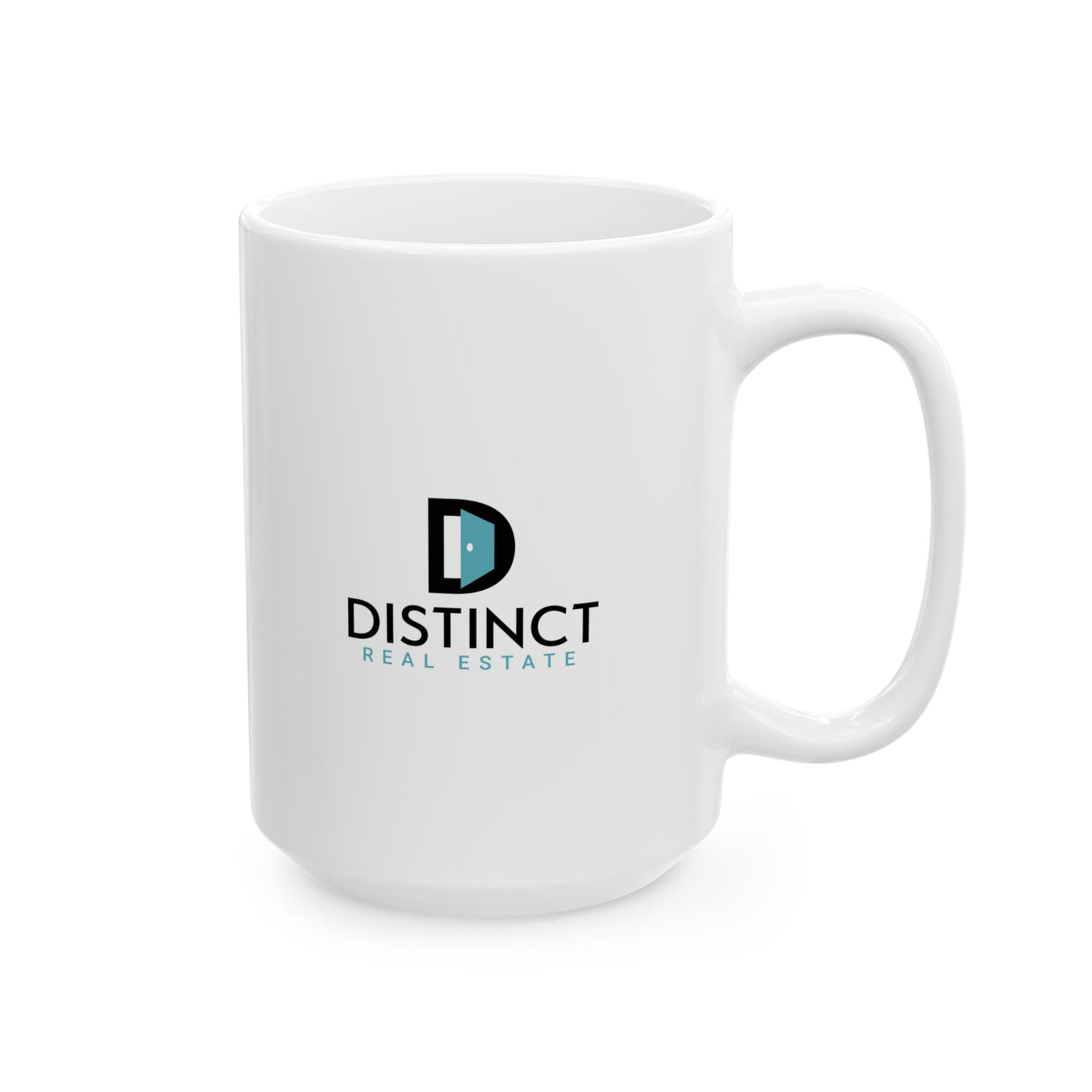 Distinct White Ceramic Mug with Stacked Logo, (11oz, 15oz)