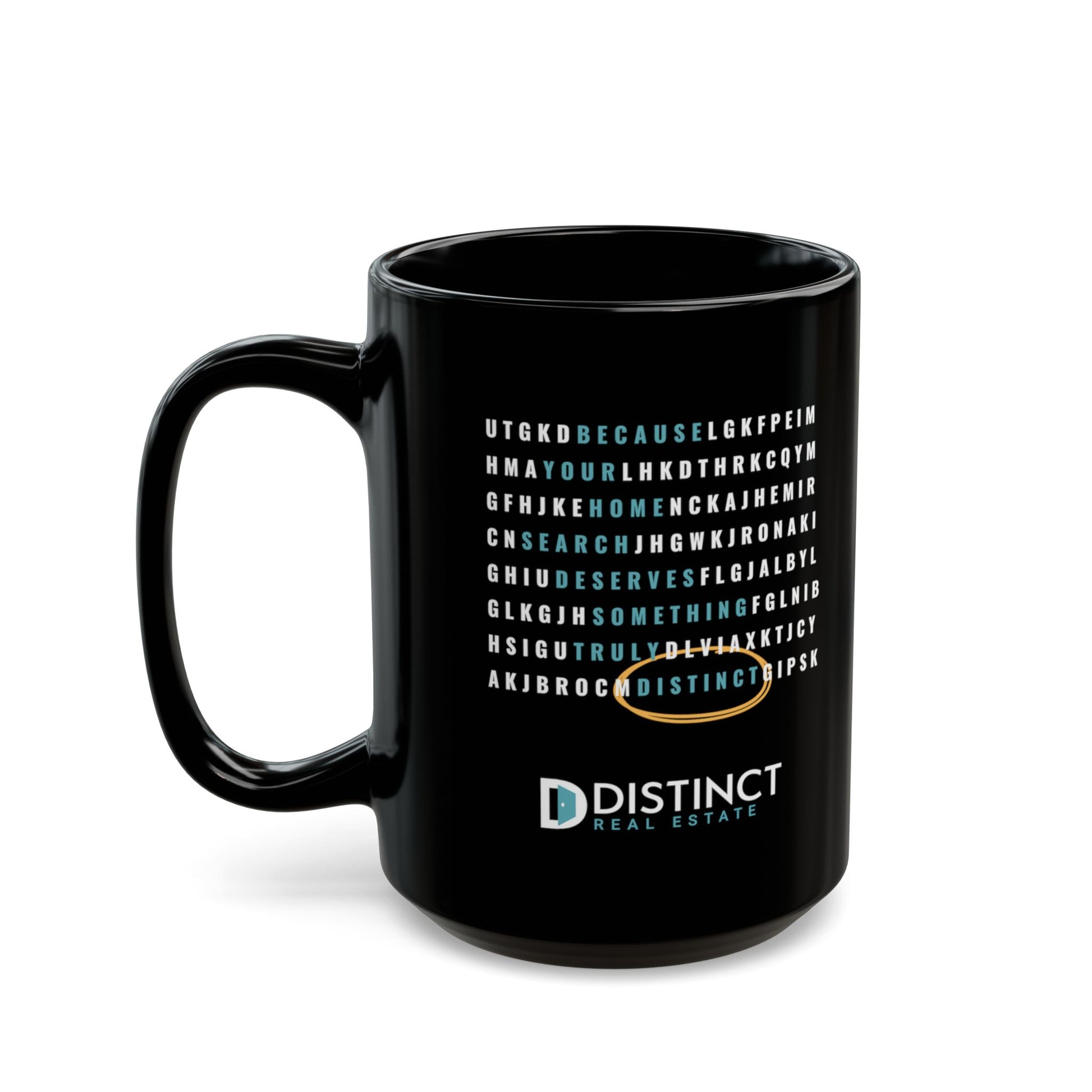Distinct Black Mug with Word Search (11oz, 15oz)