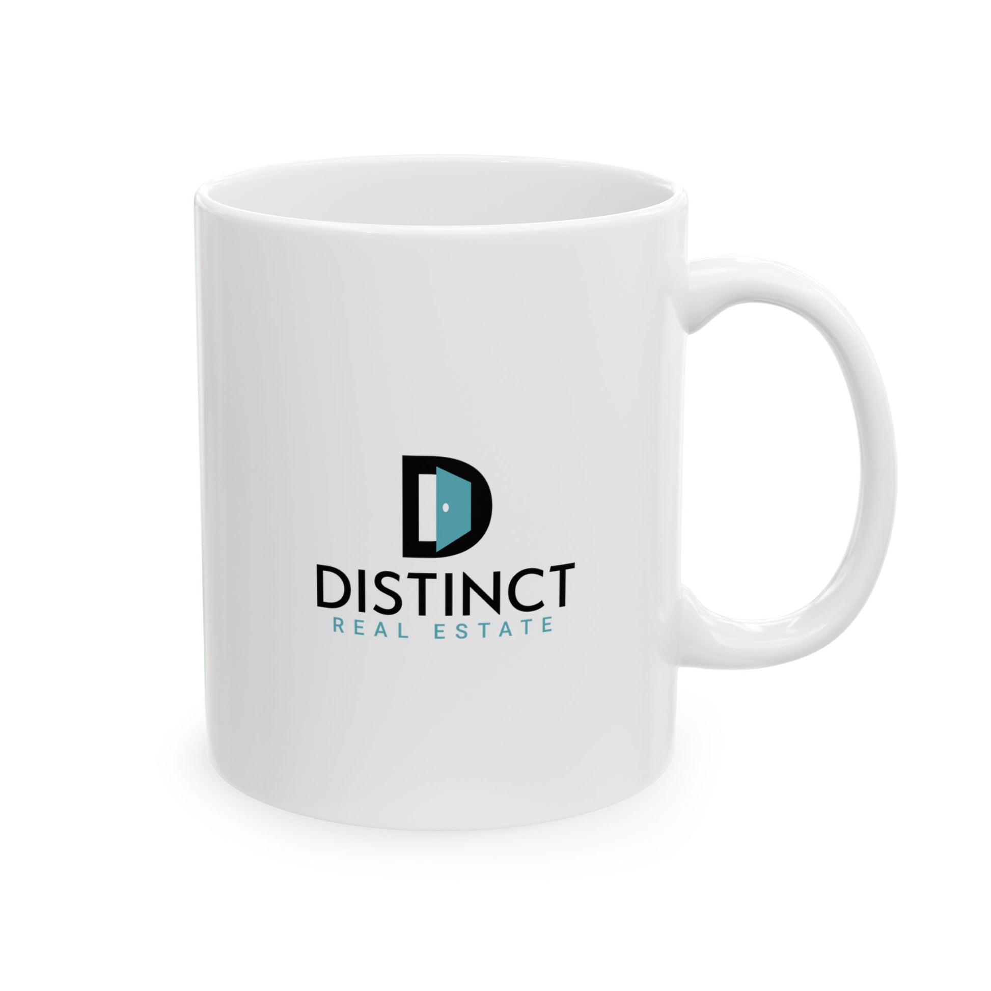 Distinct White Ceramic Mug with Stacked Logo, (11oz, 15oz)