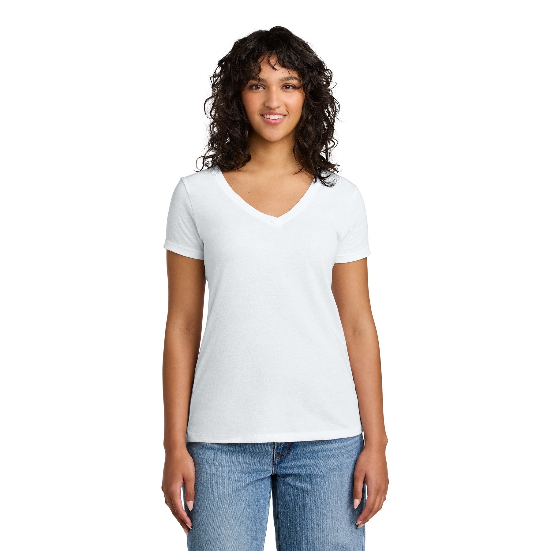 Women's V-Neck White Tee with Word Search