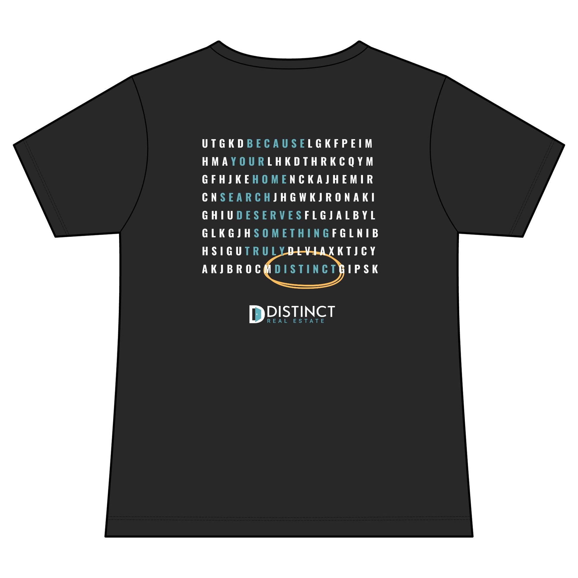 Women's V-Neck Dark Color Tee with Word Search