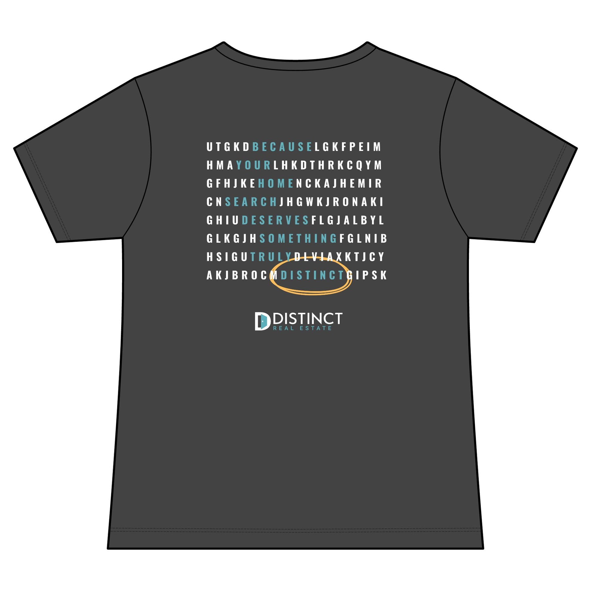 Women's V-Neck Dark Color Tee with Word Search
