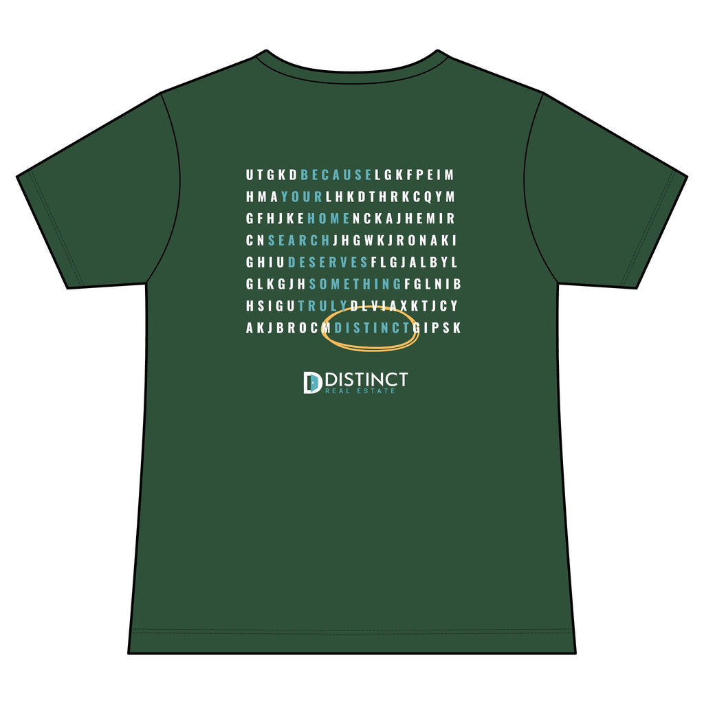 Women's V-Neck Dark Color Tee with Word Search