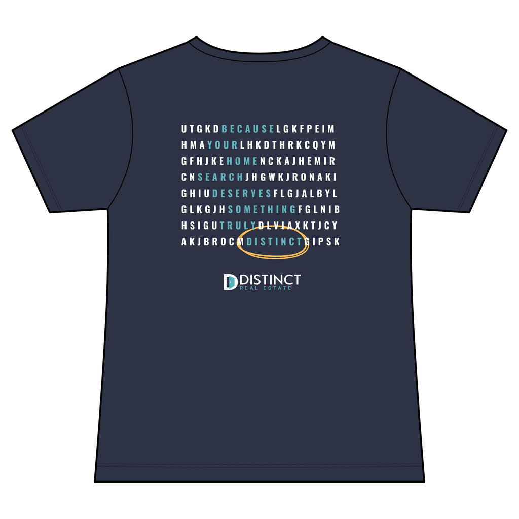 Women's V-Neck Dark Color Tee with Word Search