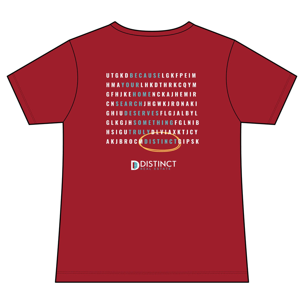 Women's V-Neck Dark Color Tee with Word Search