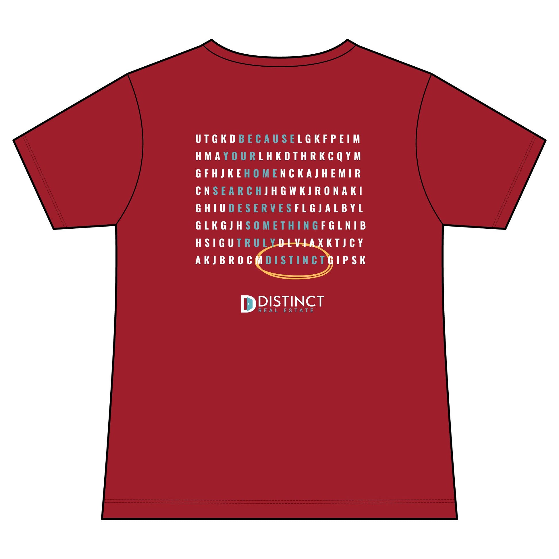 Women's V-Neck Dark Color Tee with Word Search
