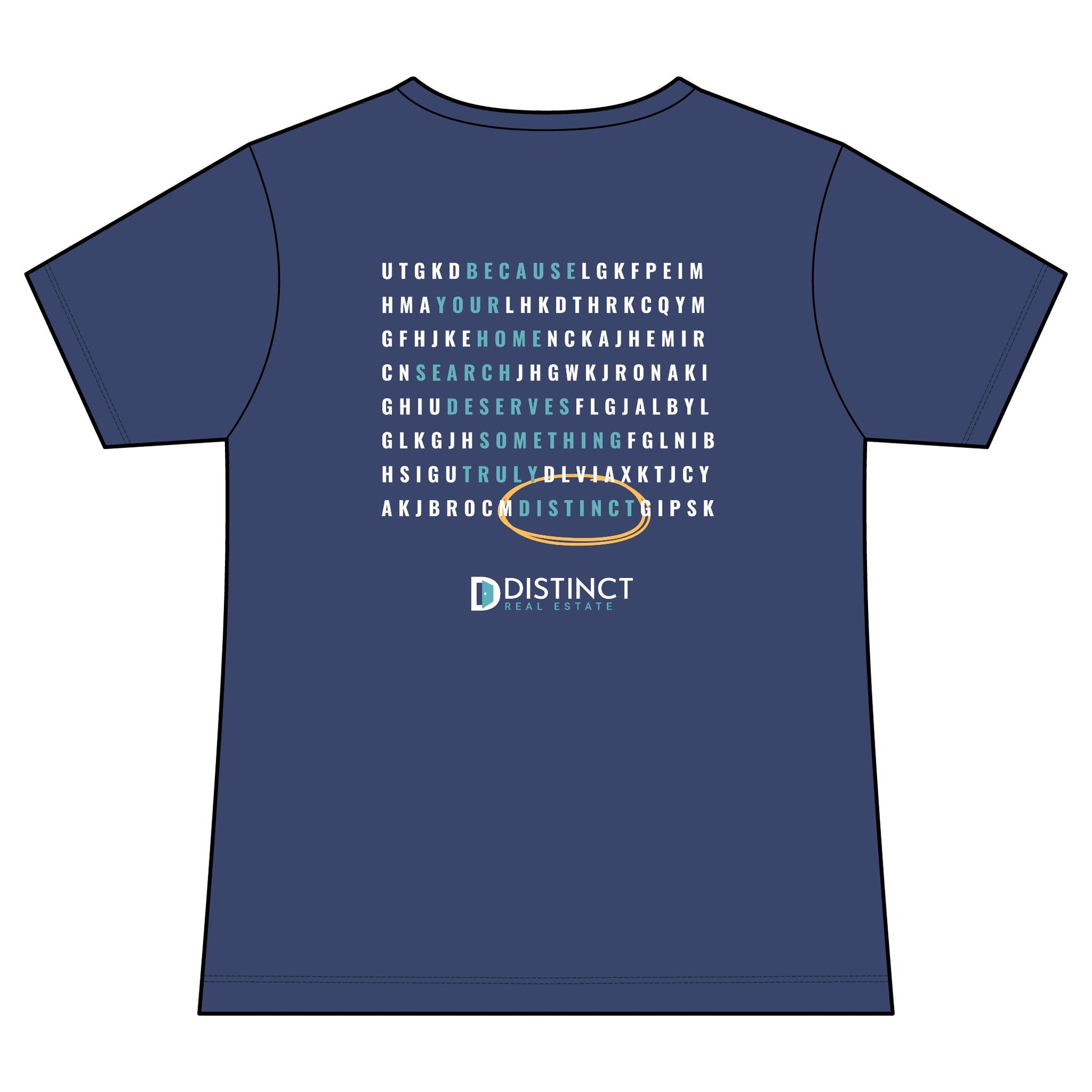 Women's V-Neck Dark Color Tee with Word Search