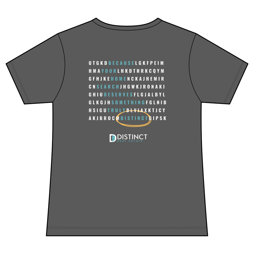 Women's V-Neck Dark Color Tee with Word Search