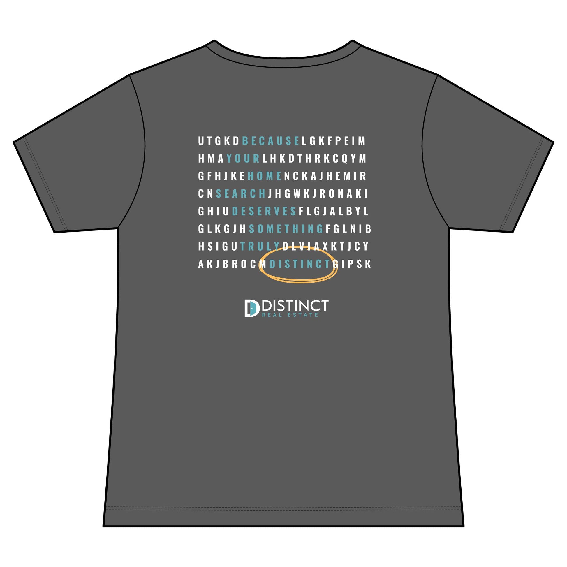 Women's V-Neck Dark Color Tee with Word Search