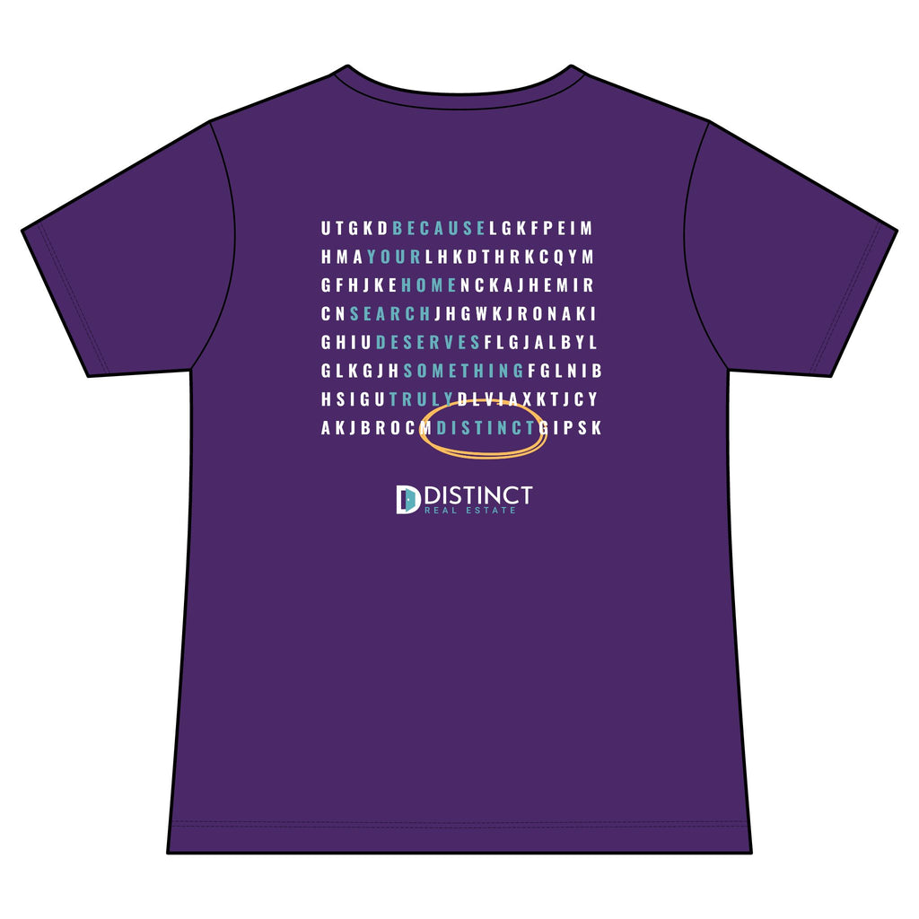 Women's V-Neck Dark Color Tee with Word Search
