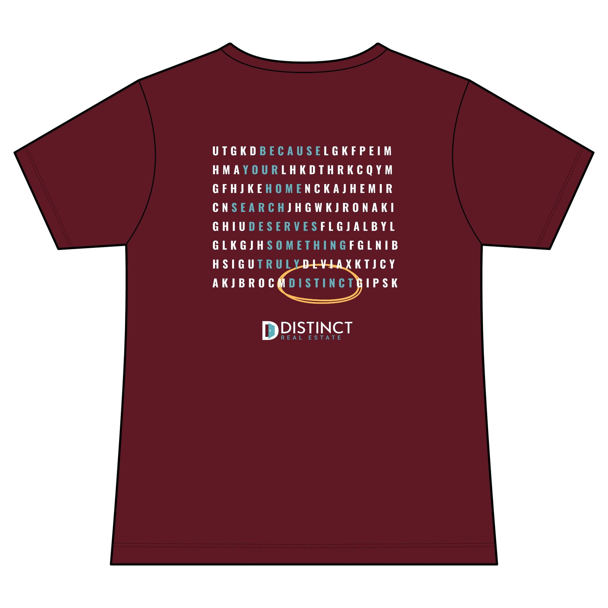Women's V-Neck Dark Color Tee with Word Search