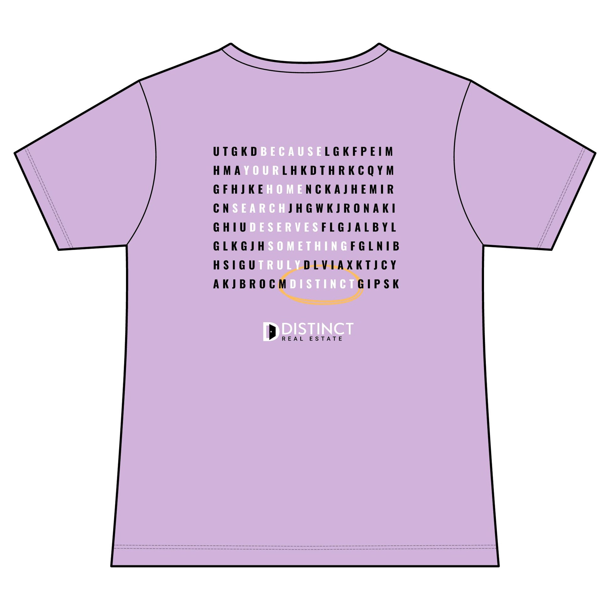 Women's V-Neck Mid Color Tee with Word Search