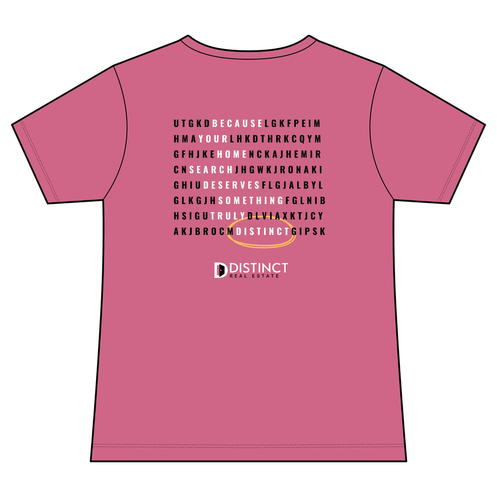 Women's V-Neck Mid Color Tee with Word Search