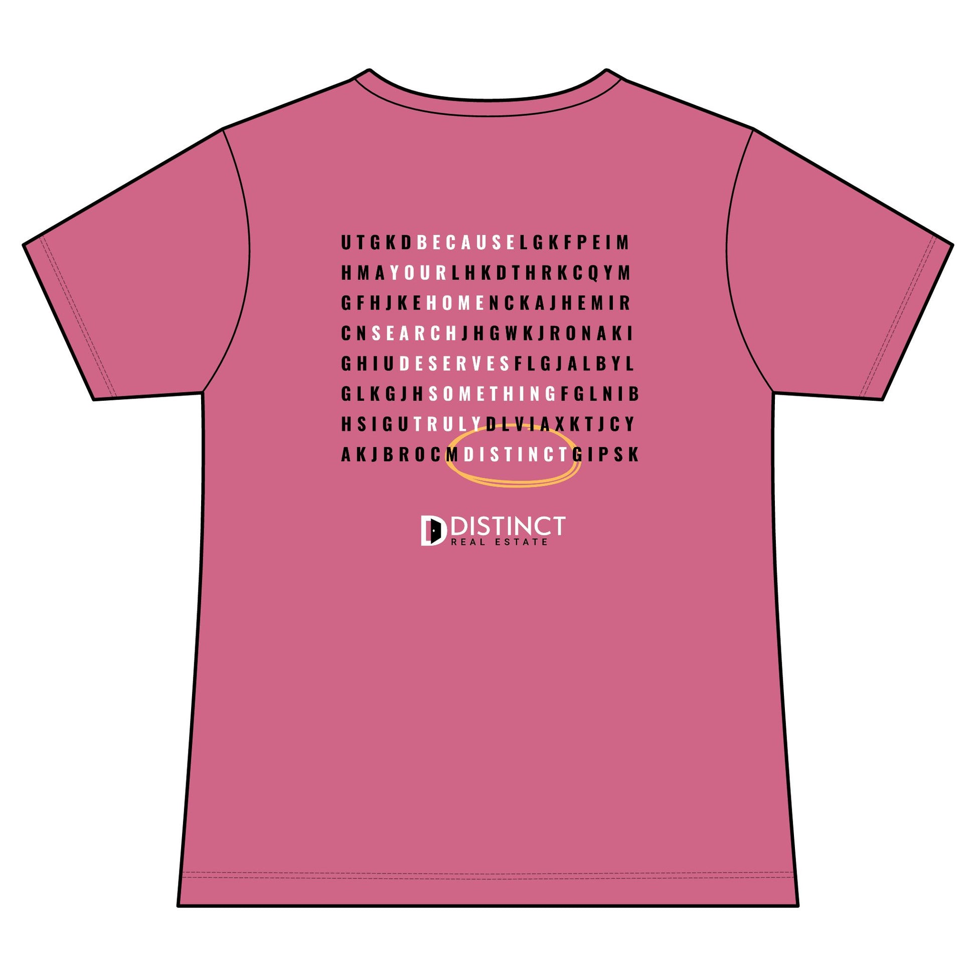 Women's V-Neck Mid Color Tee with Word Search