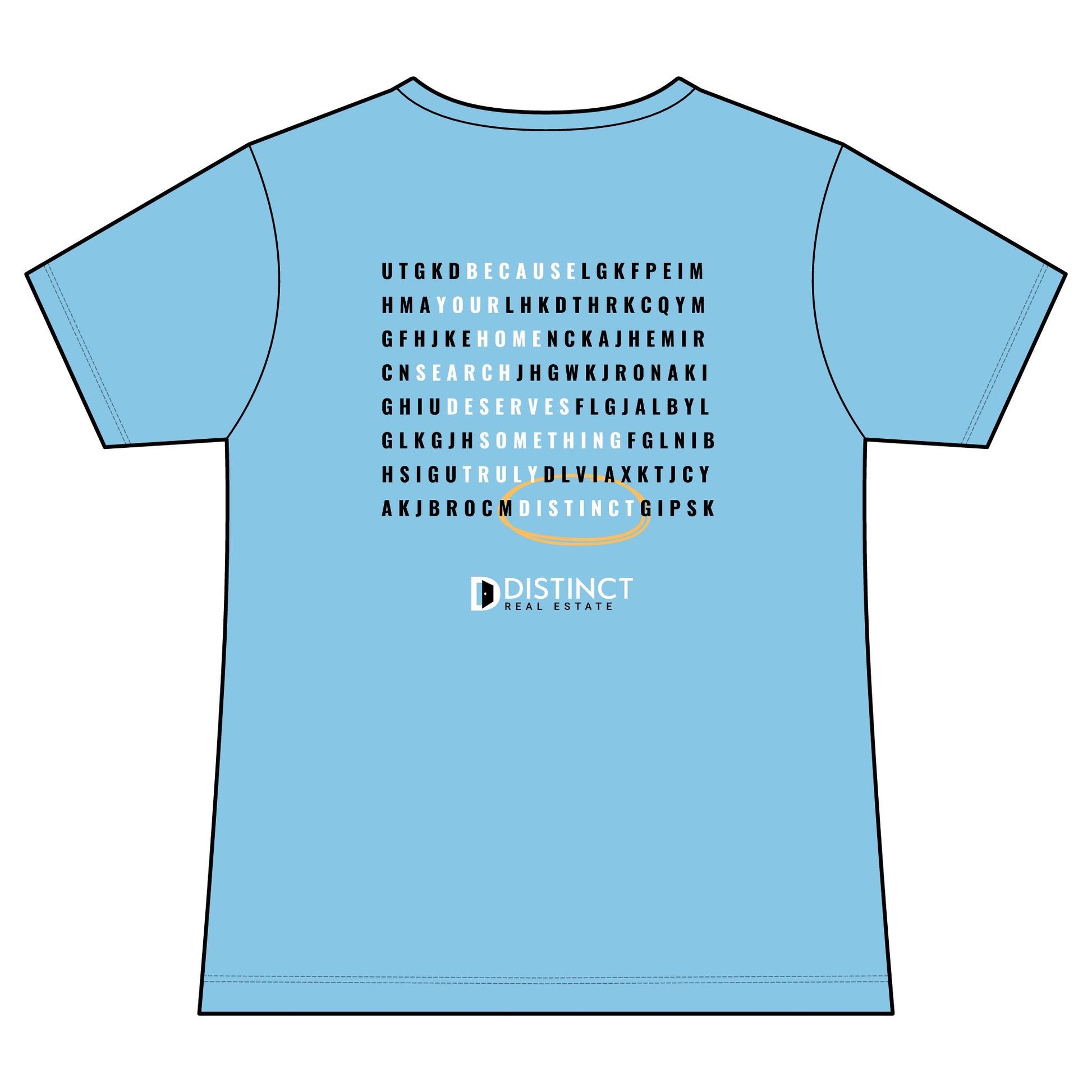 Women's V-Neck Mid Color Tee with Word Search
