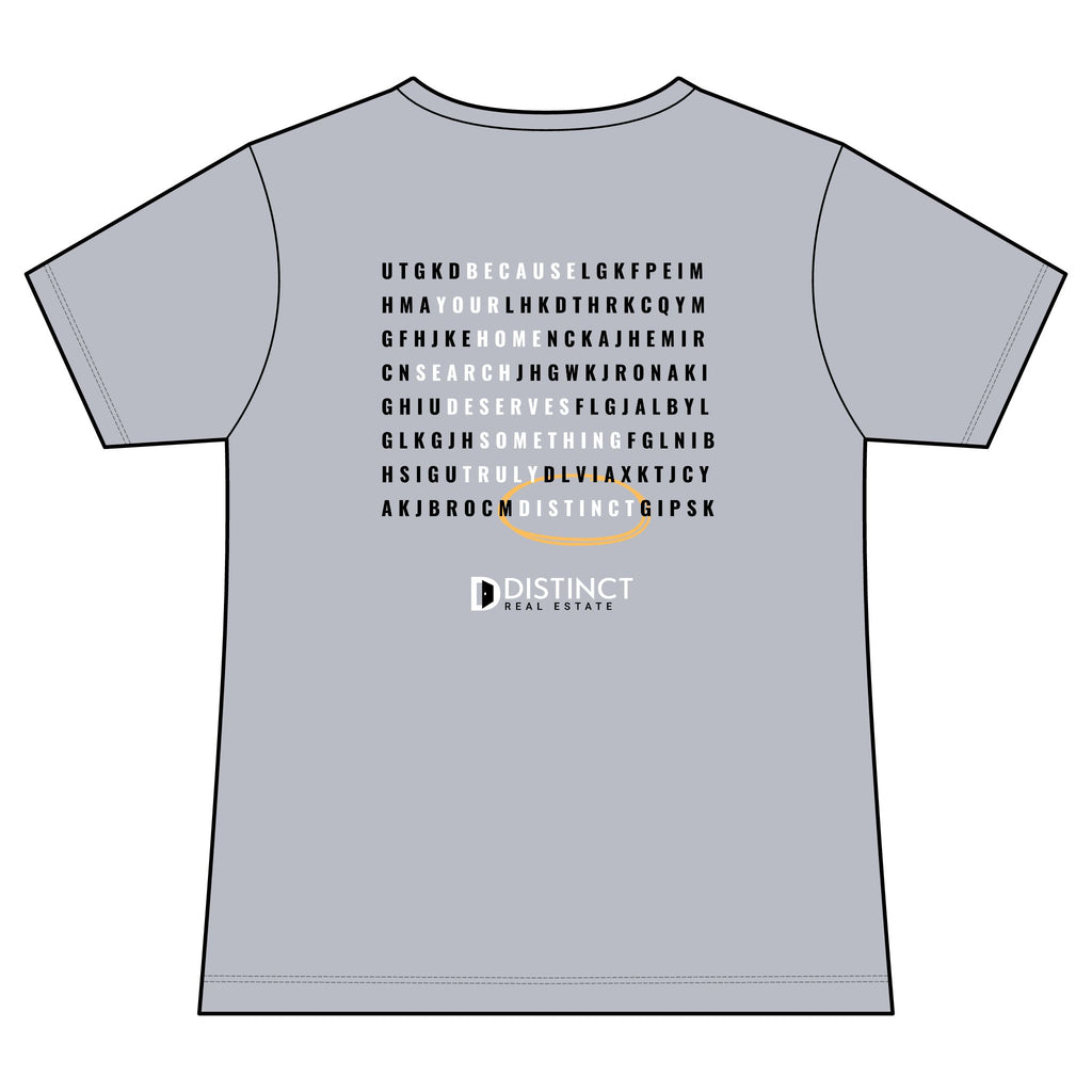 Women's V-Neck Mid Color Tee with Word Search
