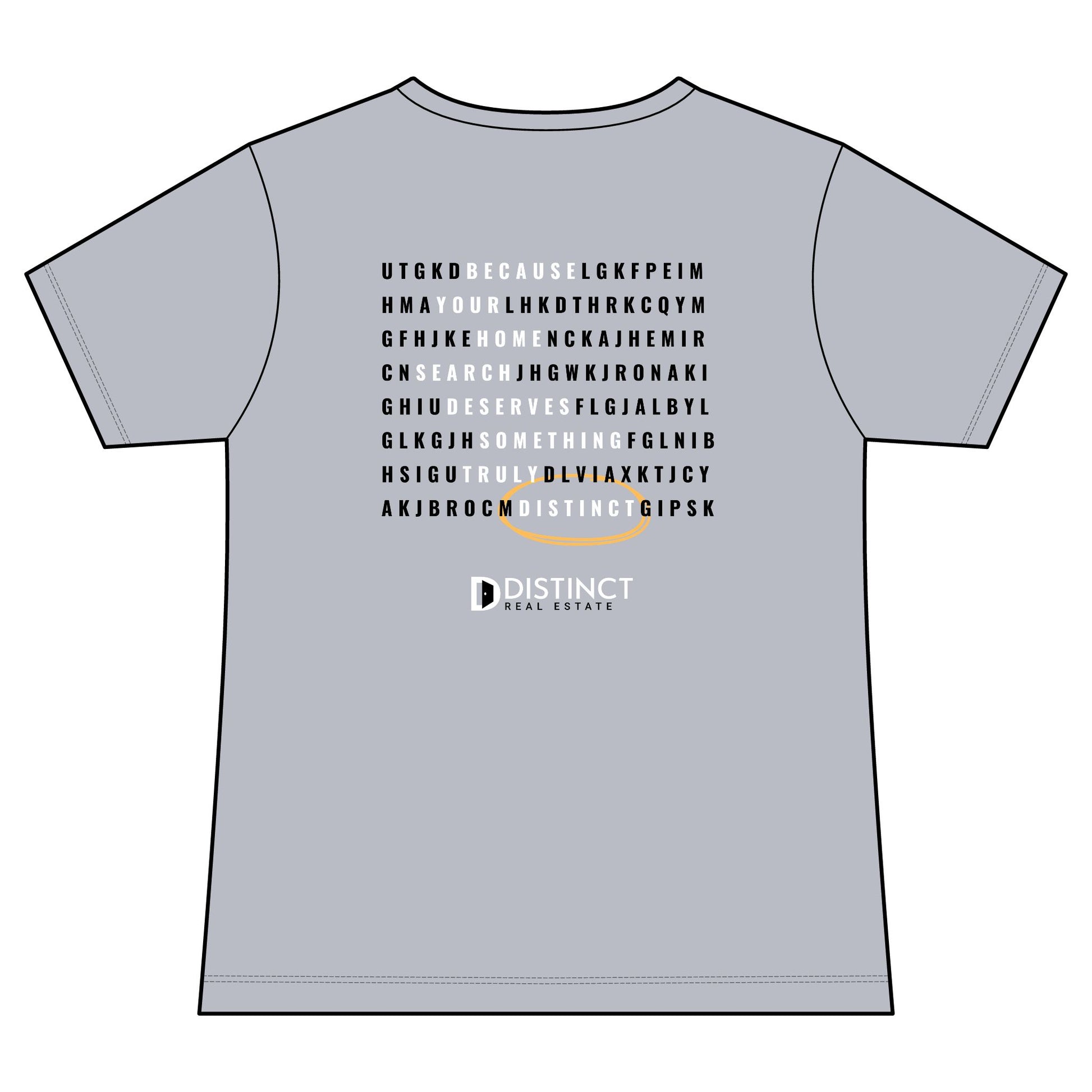 Women's V-Neck Mid Color Tee with Word Search