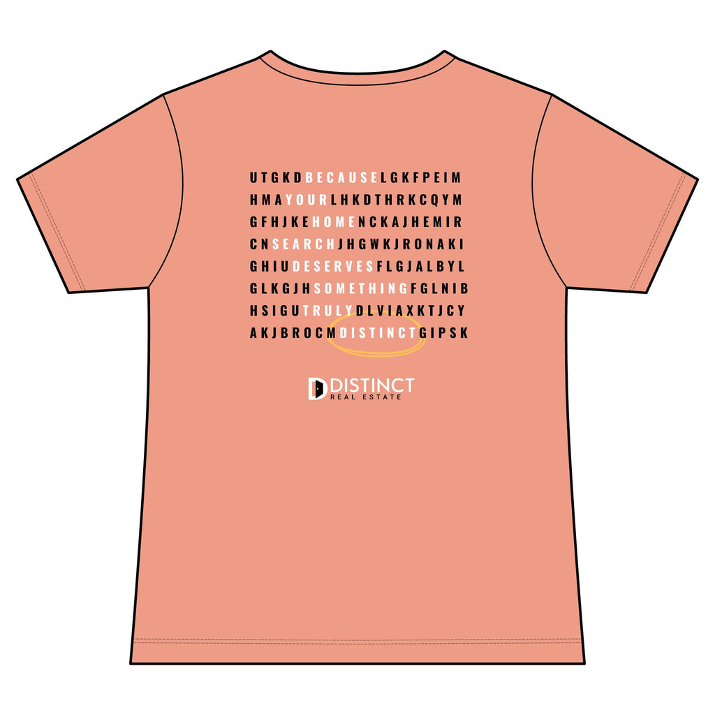 Women's V-Neck Mid Color Tee with Word Search