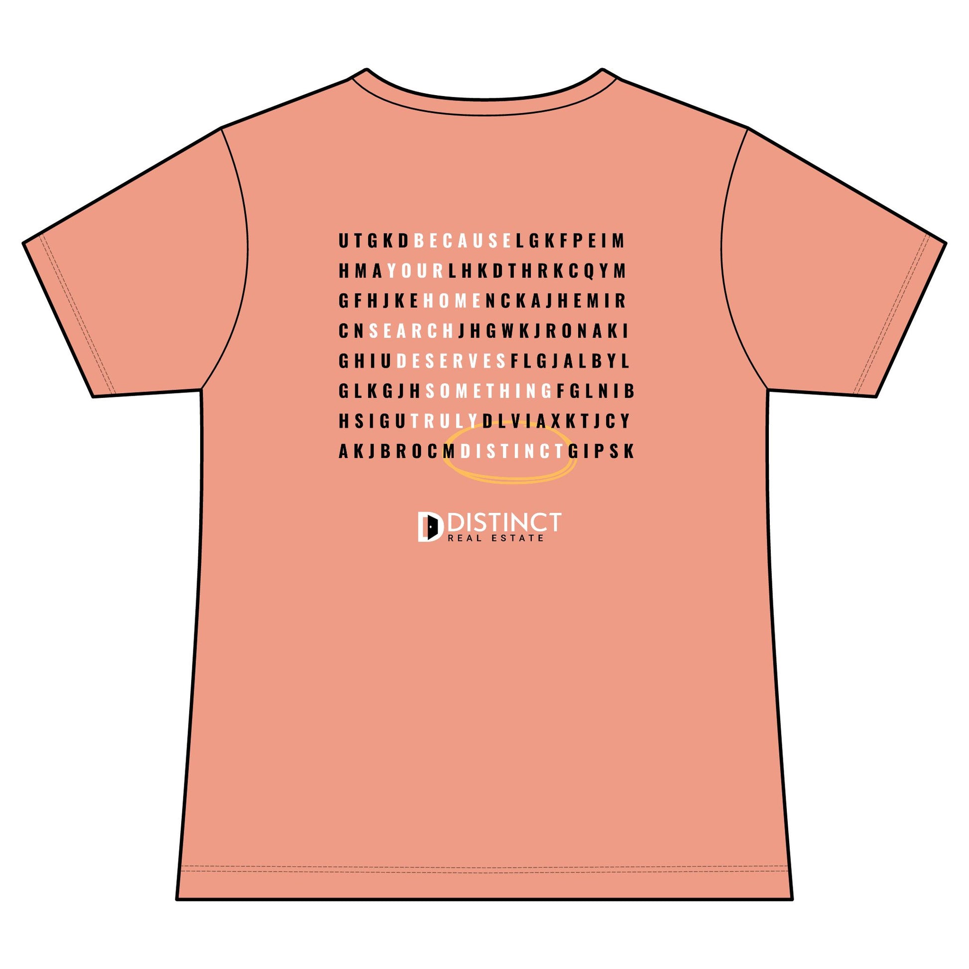 Women's V-Neck Mid Color Tee with Word Search
