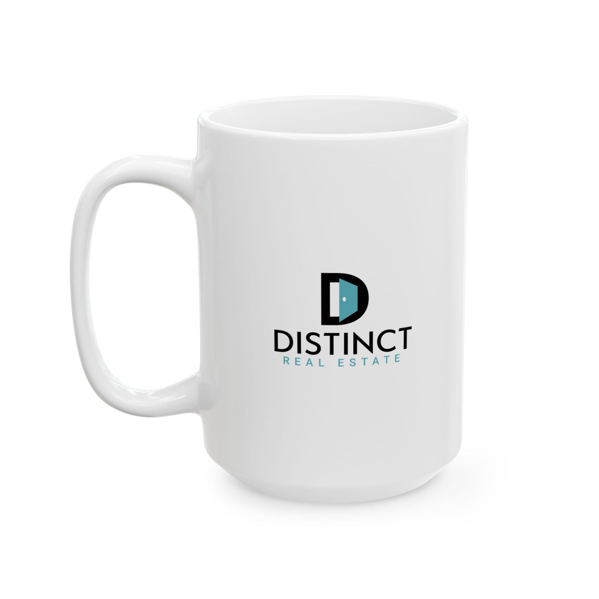 Distinct White Ceramic Mug with Stacked Logo, (11oz, 15oz)