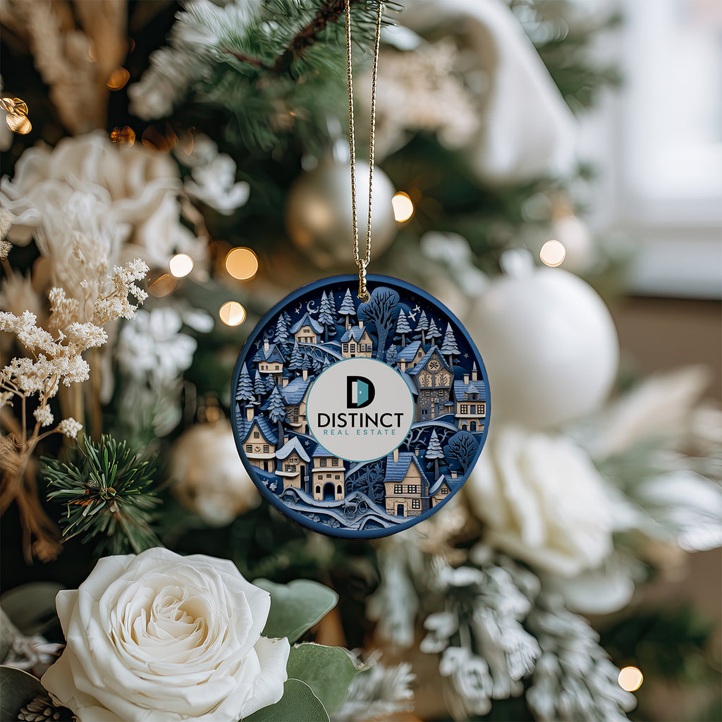 Blue Village Christmas Ornament